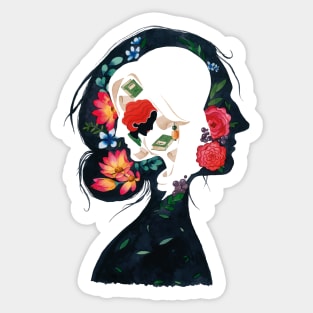 floral female silhouette Sticker